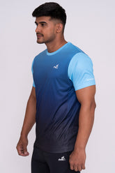 Ombrey Round Neck T-Shirt Firozi (D)